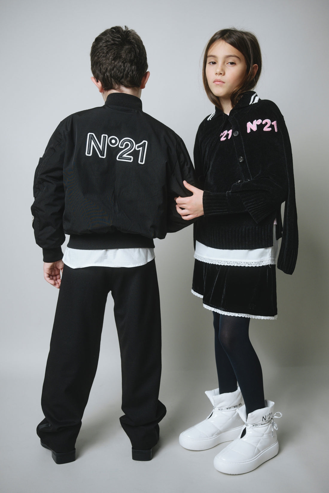 N21 Black Chenille Logo Cardigan