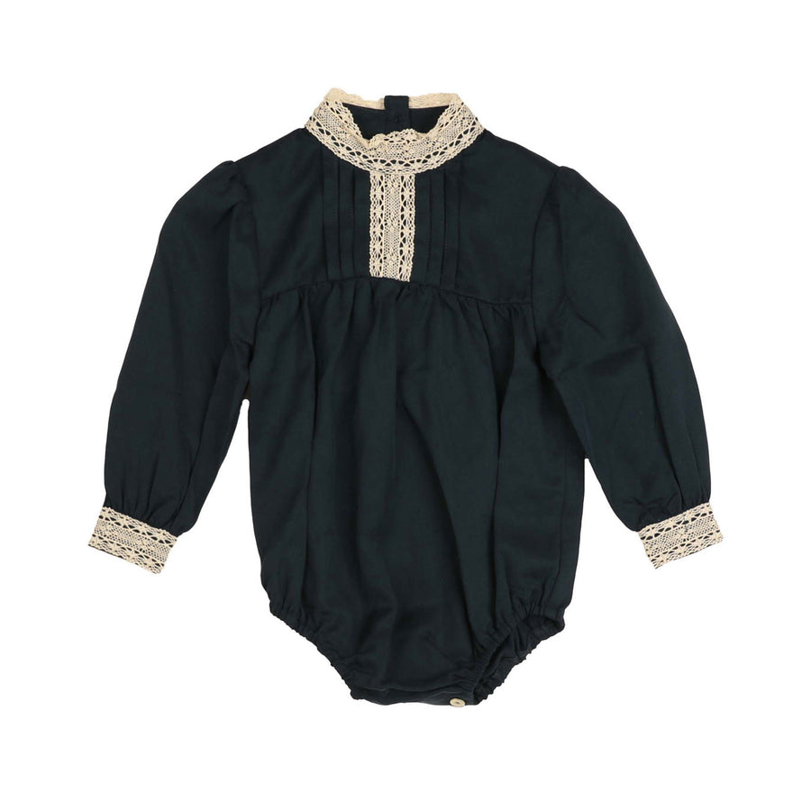 Noma Teal Ribbon Detail Yoked Romper