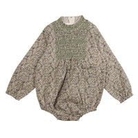 Noma Olive Intricate Smocked Romper
