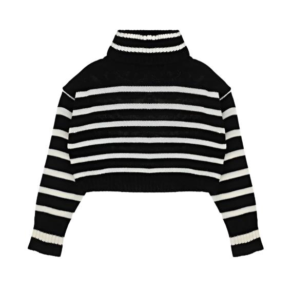 Imperial Black Striped Turtleneck Pullover