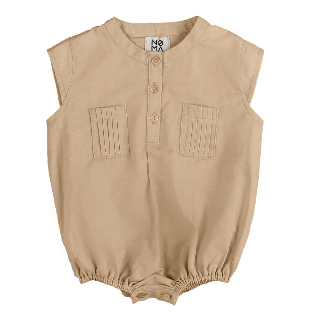 Noma Oatmeal Pleat Pocket Shirt Romper