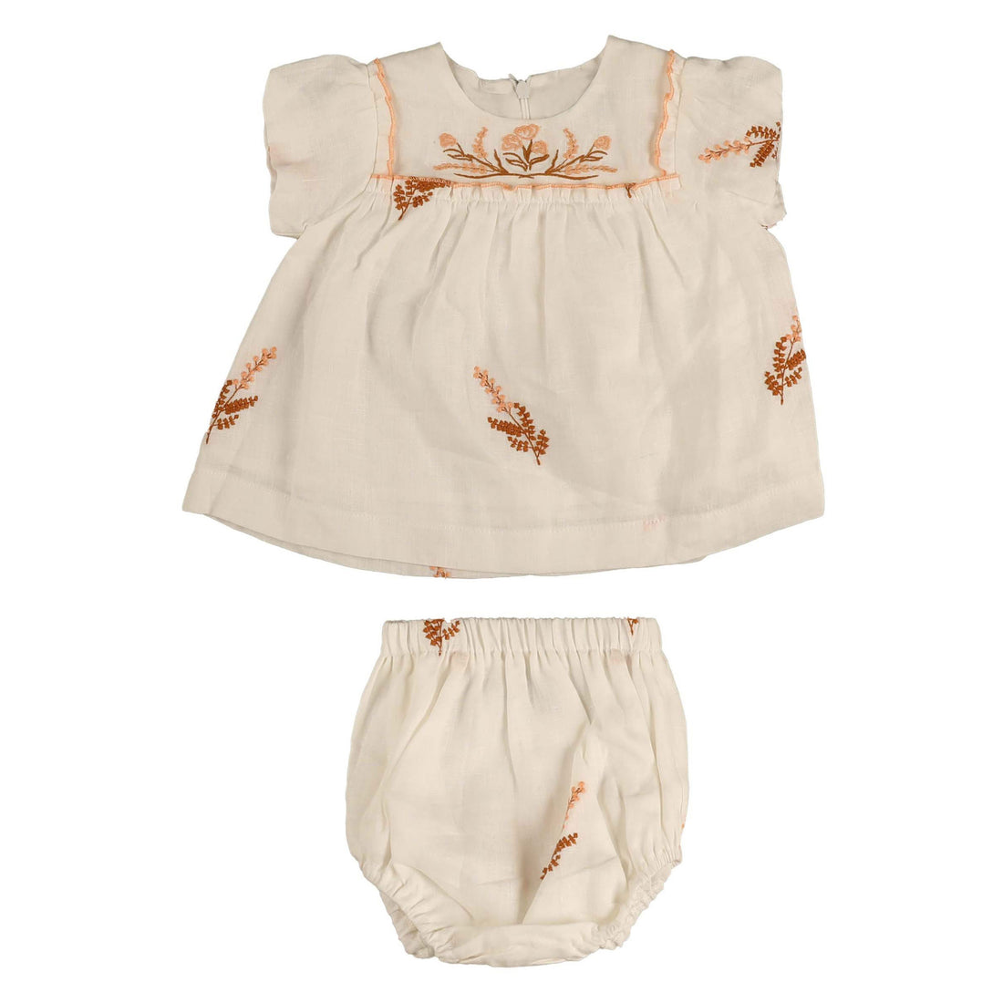 Noma Peach Embroirered Bib Baby Set