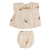 Noma Peach Embroirered Bib Baby Set