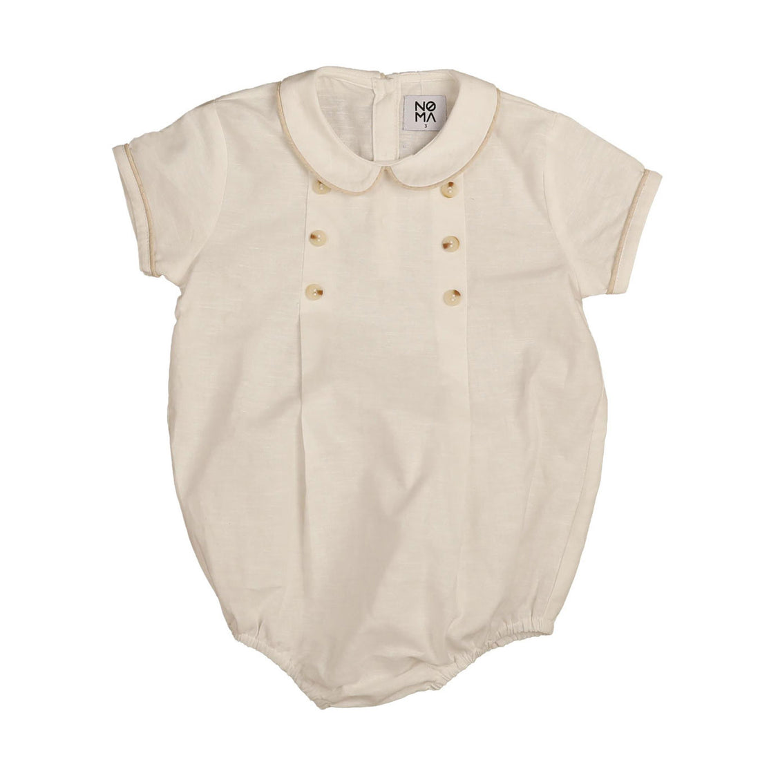 Noma White Contrast Binding Baby Romper
