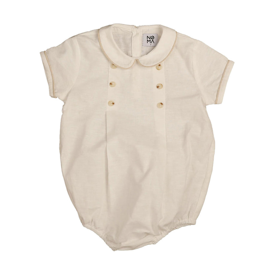 Noma White Contrast Binding Baby Romper
