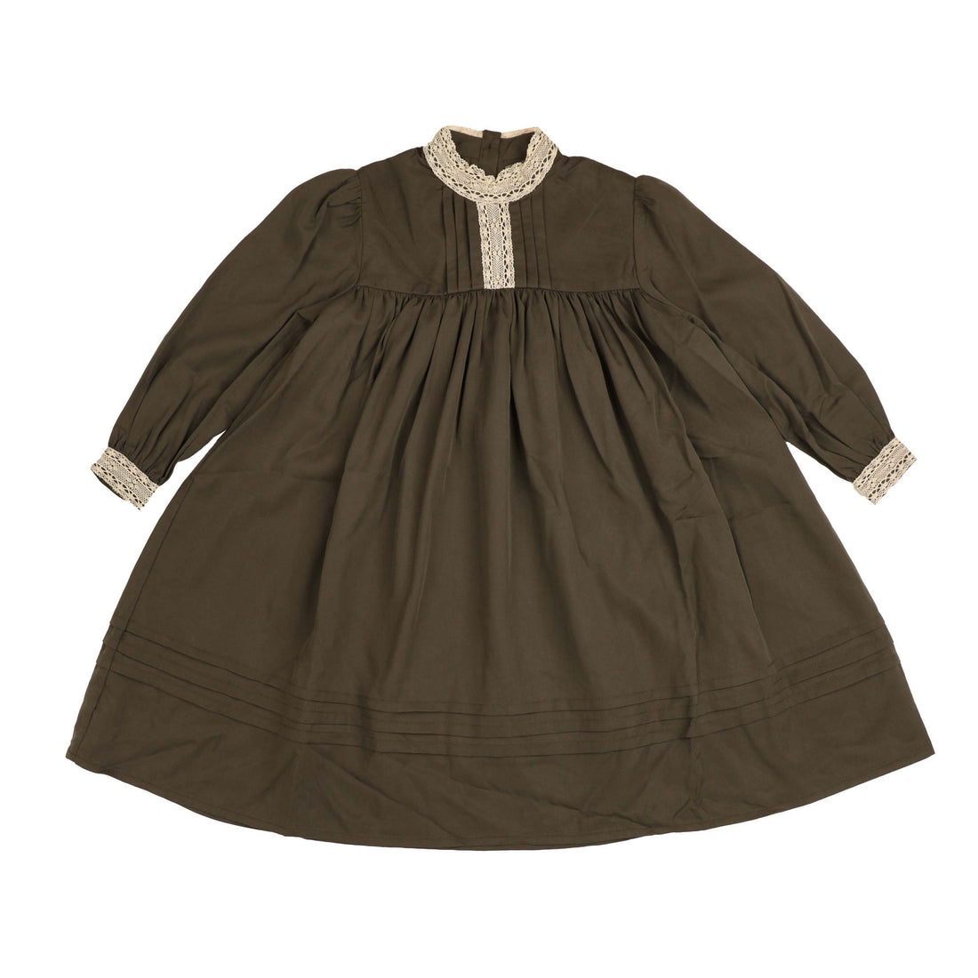 Noma Olive Ribbon Detail Yoked Dress
