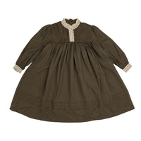Noma Olive Ribbon Detail Yoked Dress