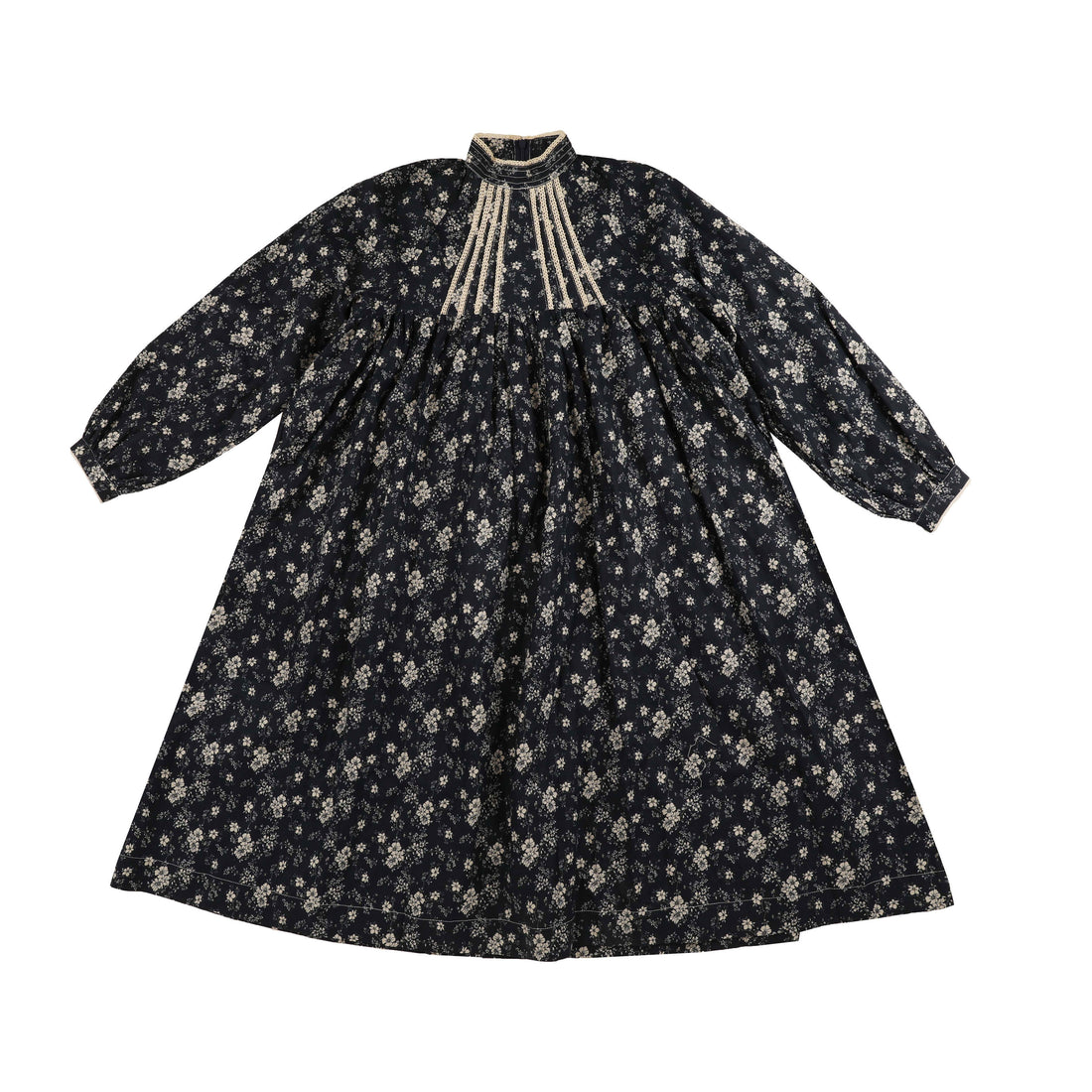 Noma Navy Floral Lace Tuck Dress