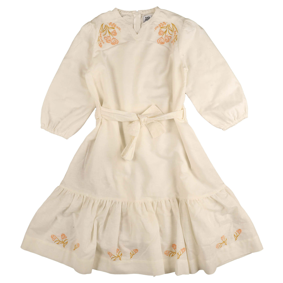 Noma Peach Mandarin Collar Embroidered Dress