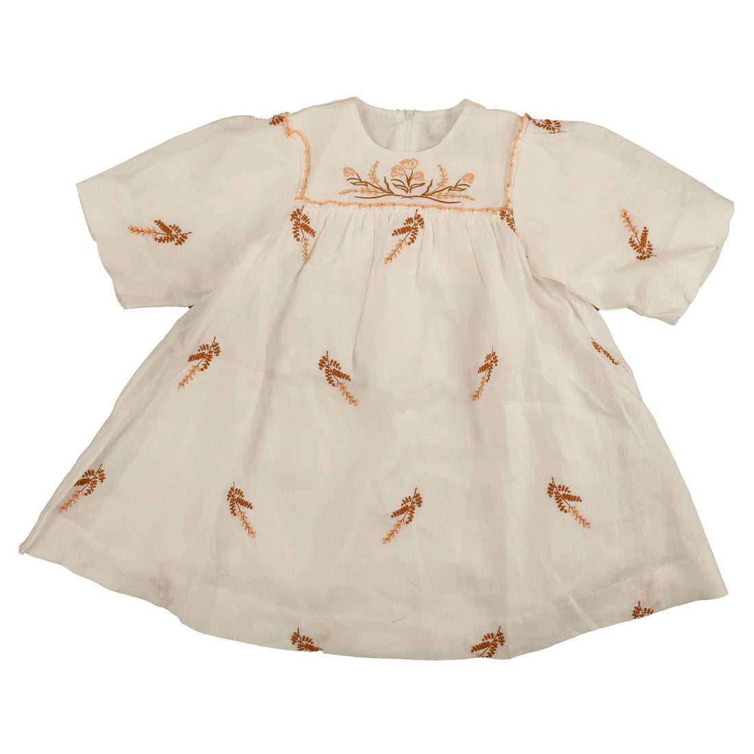 Noma Peach Embroirered Bib Dress