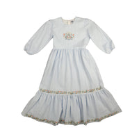 Noma Light Blue Floral Cross Stich Embroidery Dress