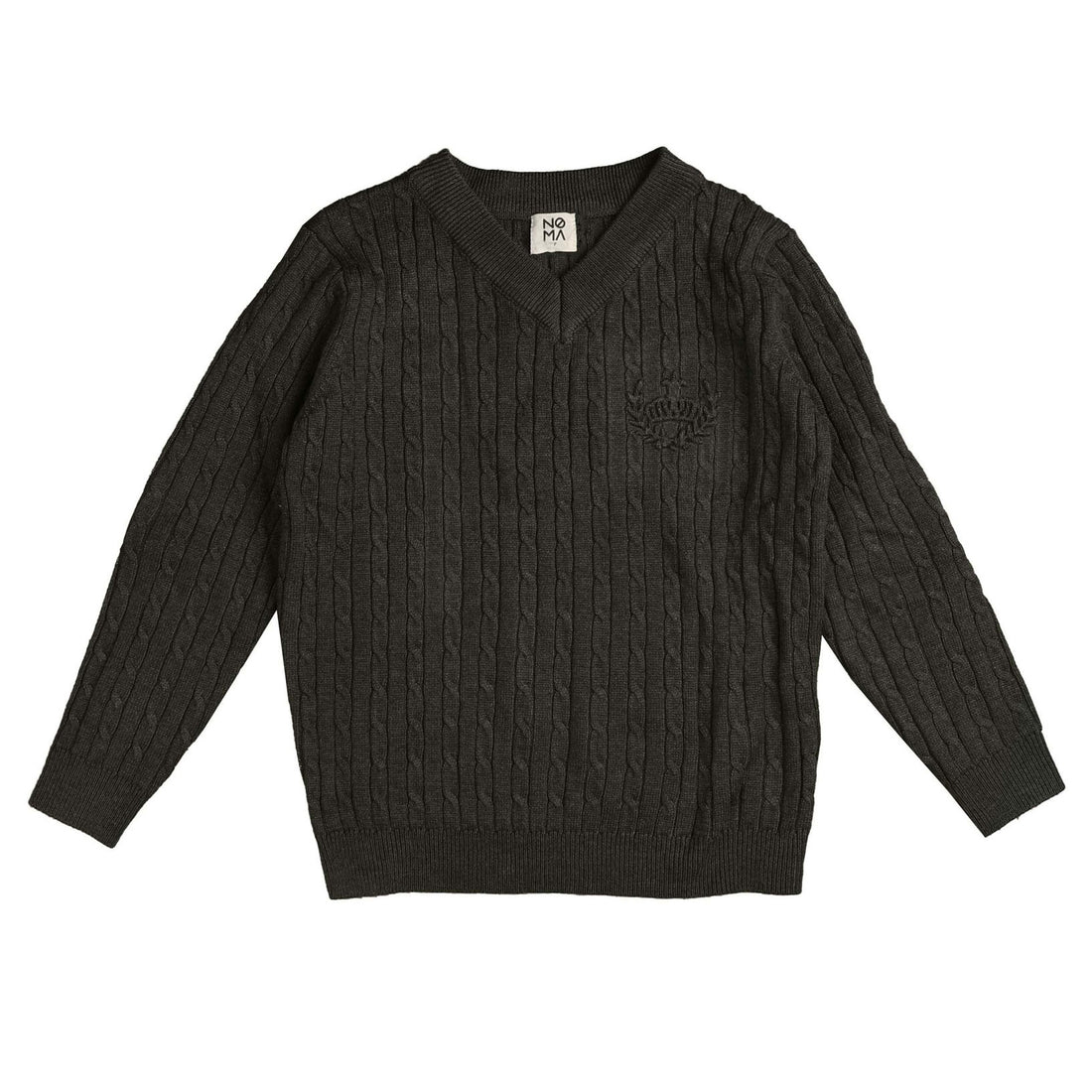 Noma Charcoal V Neck Cable Knit