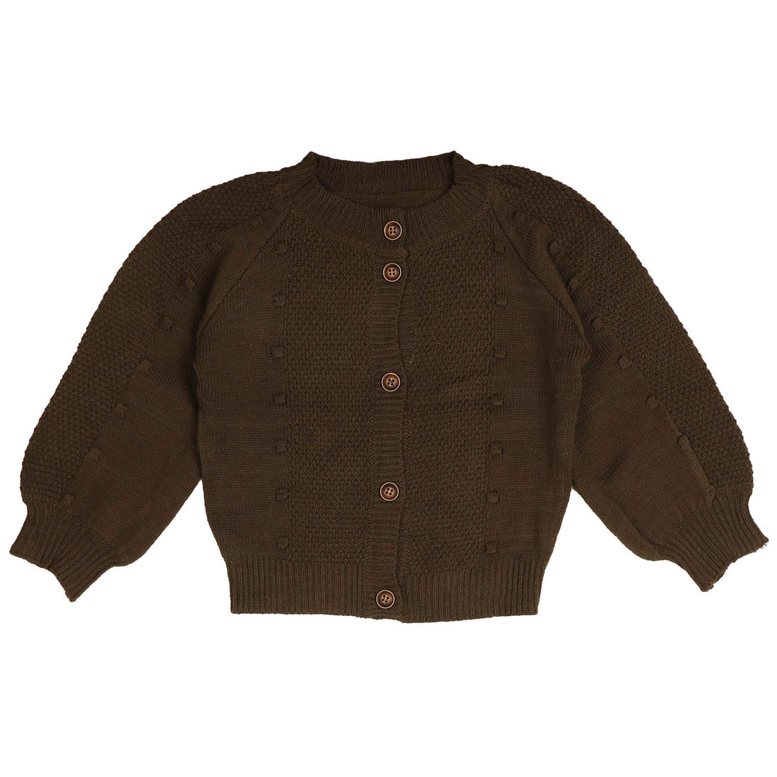 Noma Dark Olive Ball Texture Cardigan
