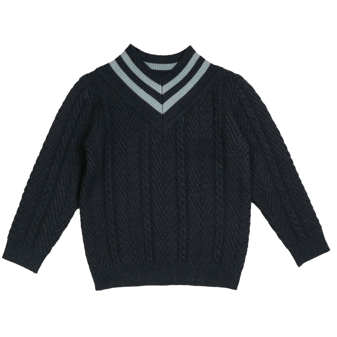 Noma Blue V Neck Herringbone Pattern