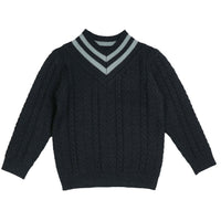 Noma Blue V Neck Herringbone Pattern