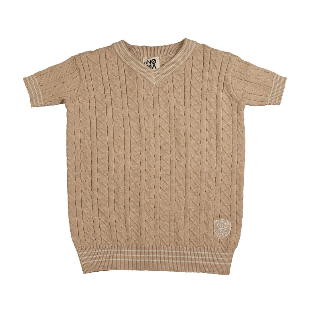 Noma Beige Cabled V Neck Knit