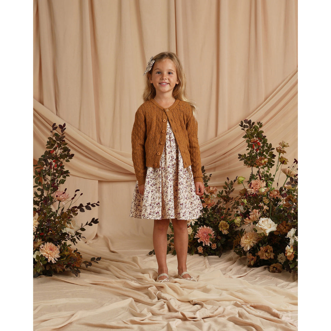 Noralee Golden Cropped Pointelle Cardigan