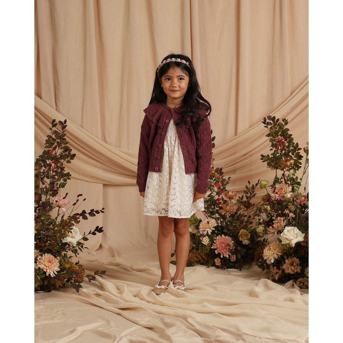 Noralee Fig Ruffle Cardigan
