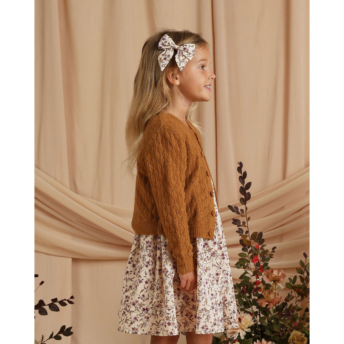 Noralee Golden Cropped Pointelle Cardigan