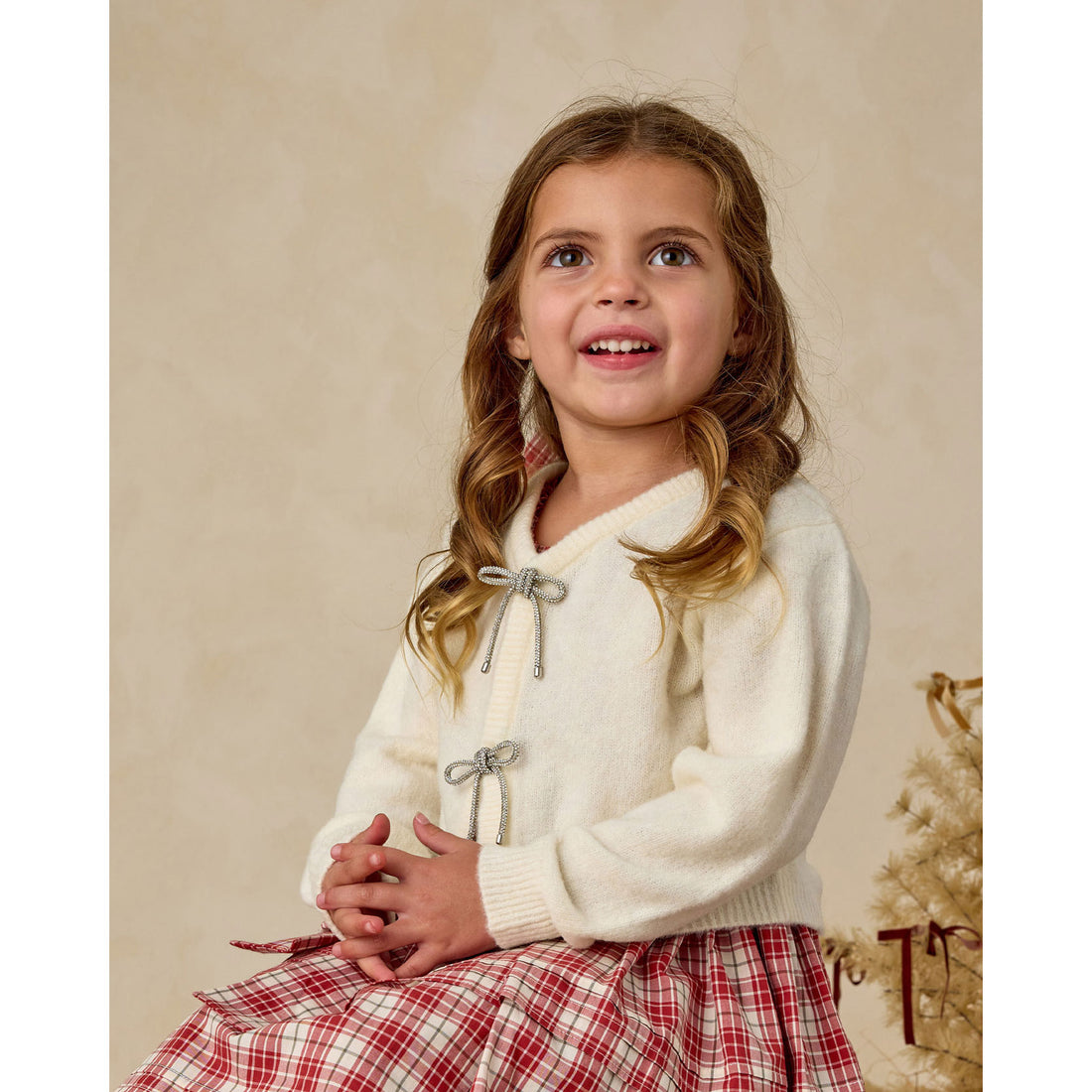 Noralee Ivory Bow Cardigan