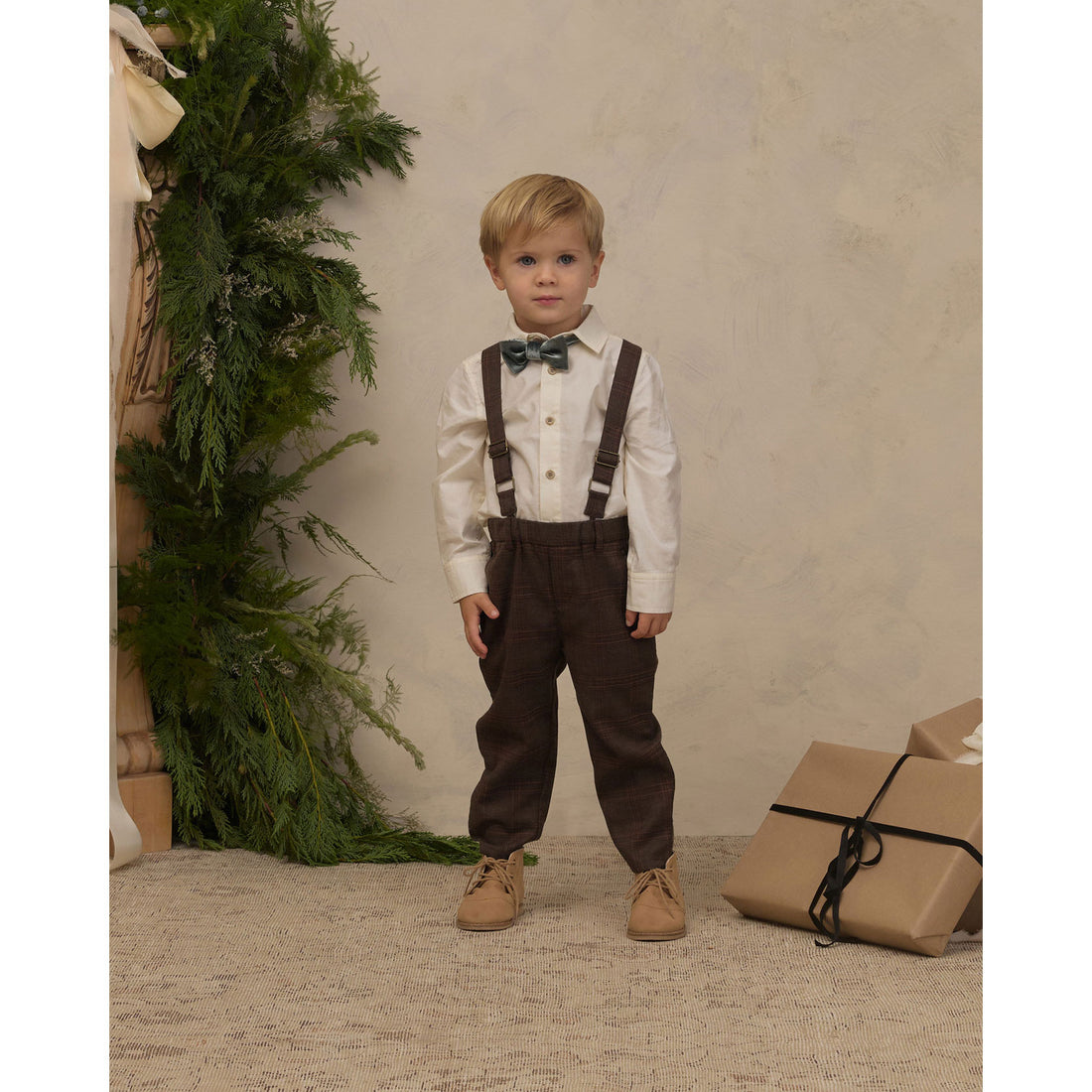 Noralee Heathered Plaid Suspender Pant