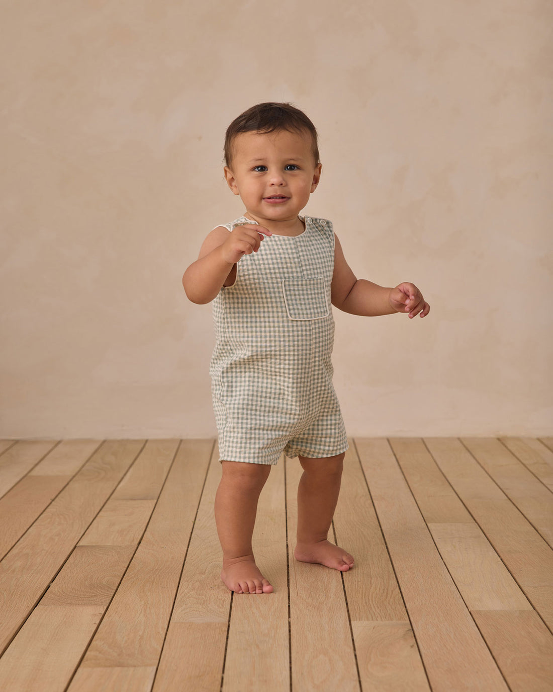 Noralee Eucalyptus Check Georgie Romper