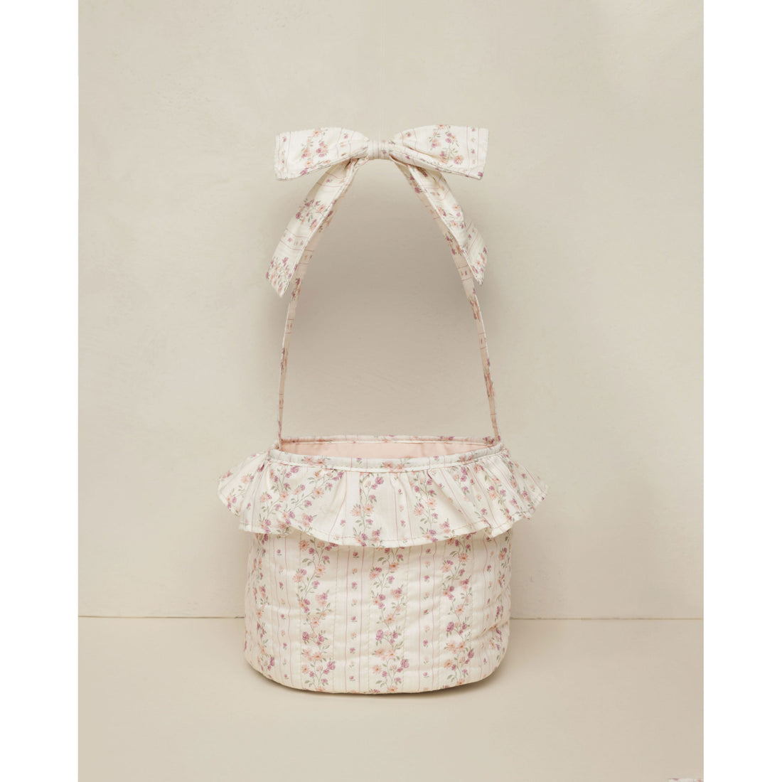 Noralee Ivory Floral Stripe Easter Basket