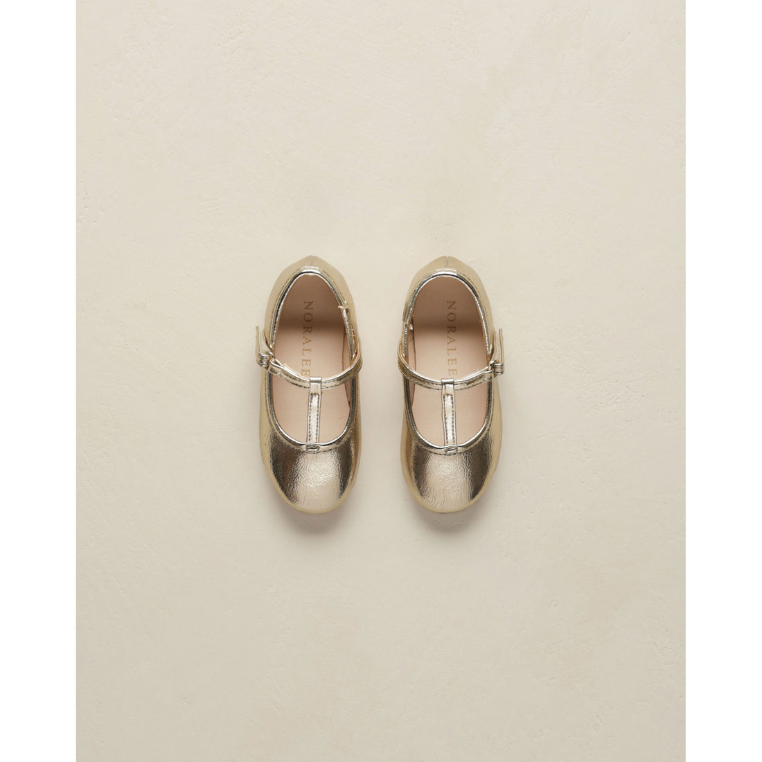 Noralee Gold Metallic T-Strap Ballet Flats