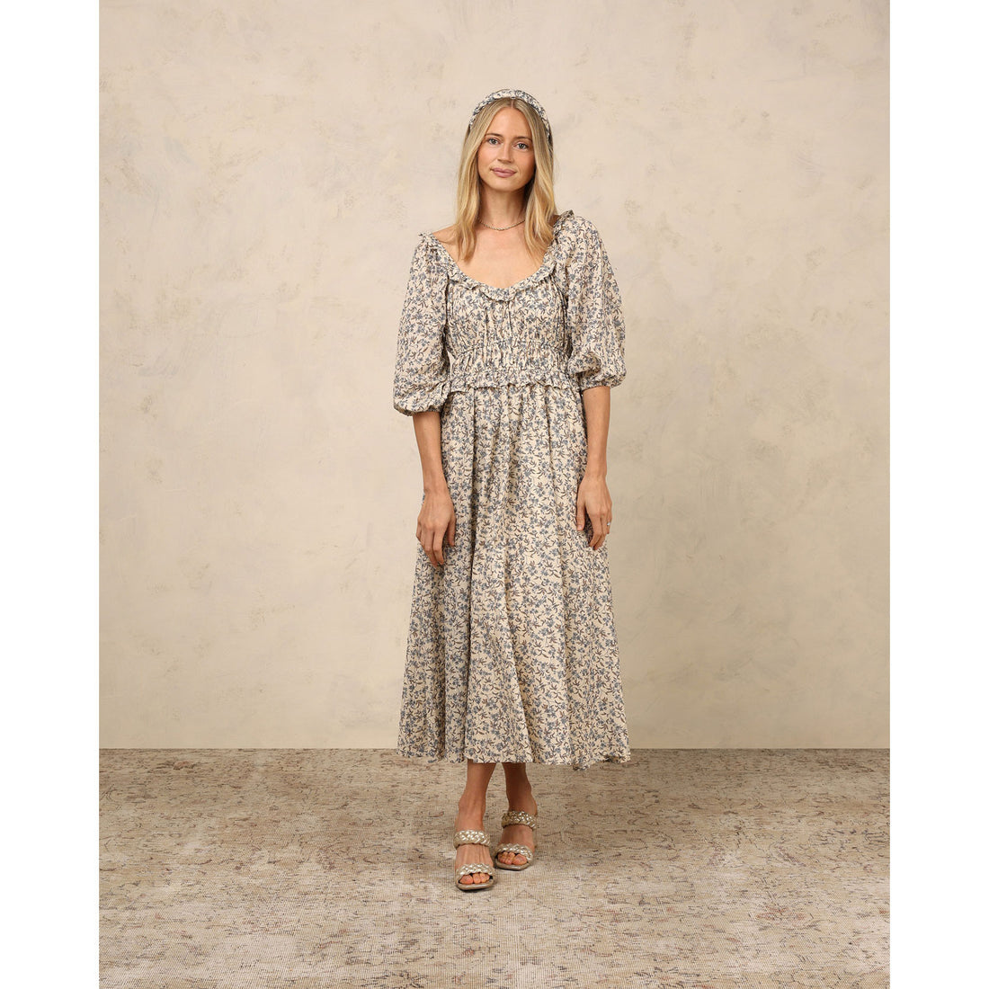 Noralee Vintage Blue Floral Junie Womens Dress