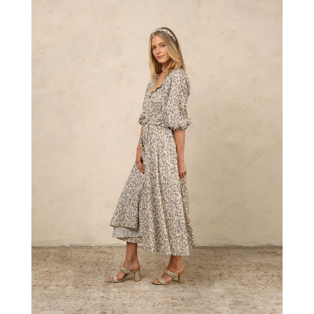 Noralee Vintage Blue Floral Junie Womens Dress