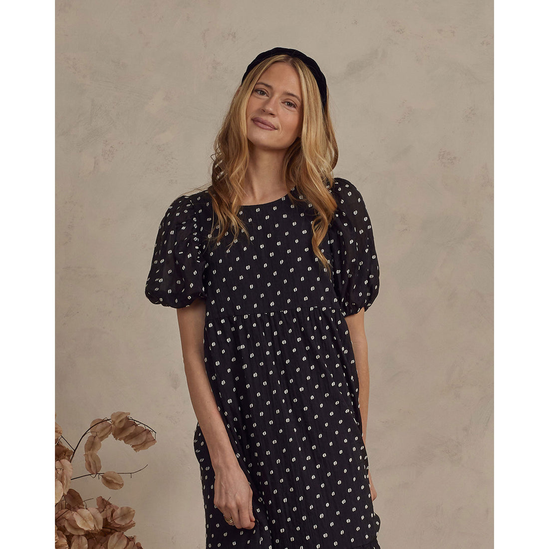 Noralee Black & Ivory Dot Claire Womens  Dress