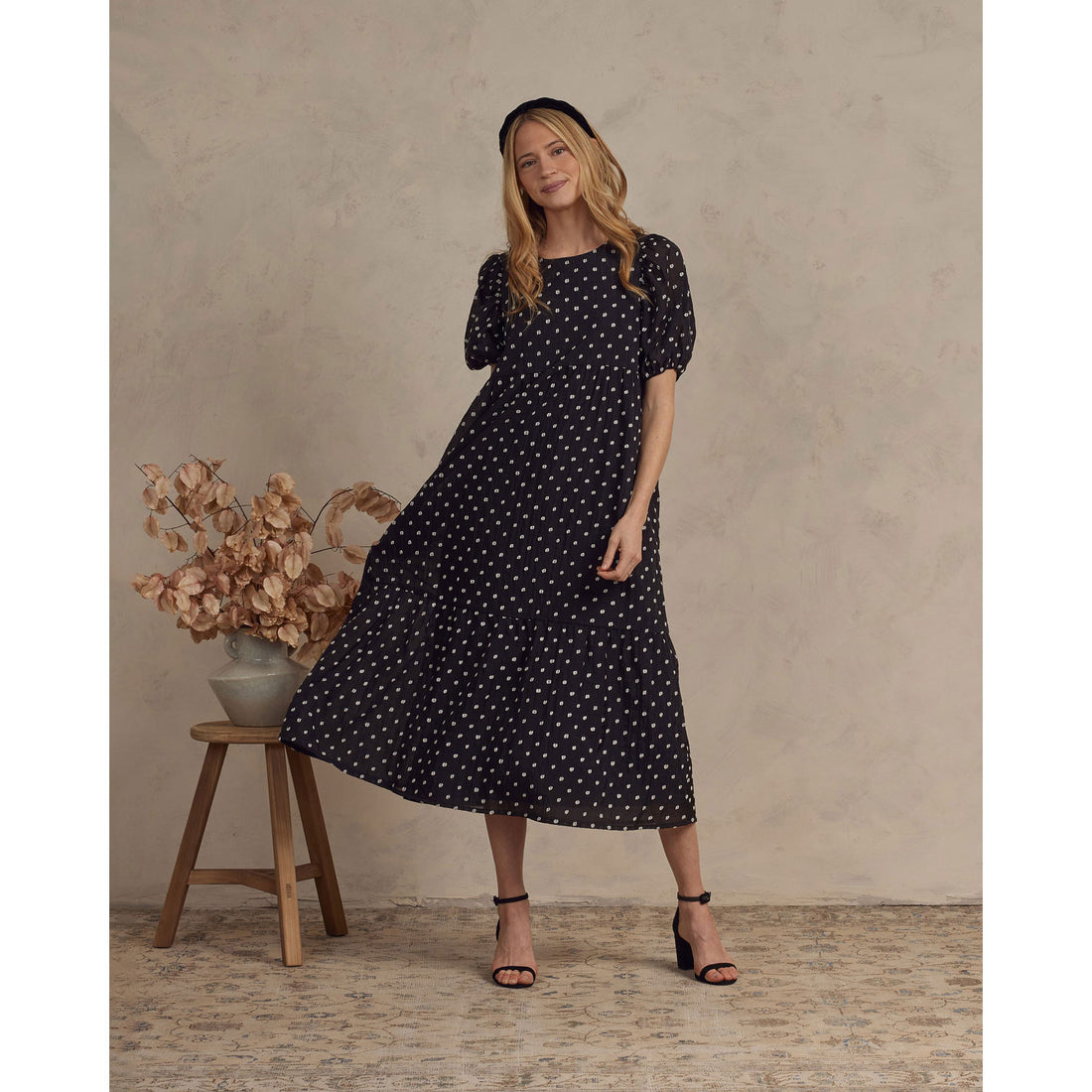 Noralee Black & Ivory Dot Claire Womens  Dress