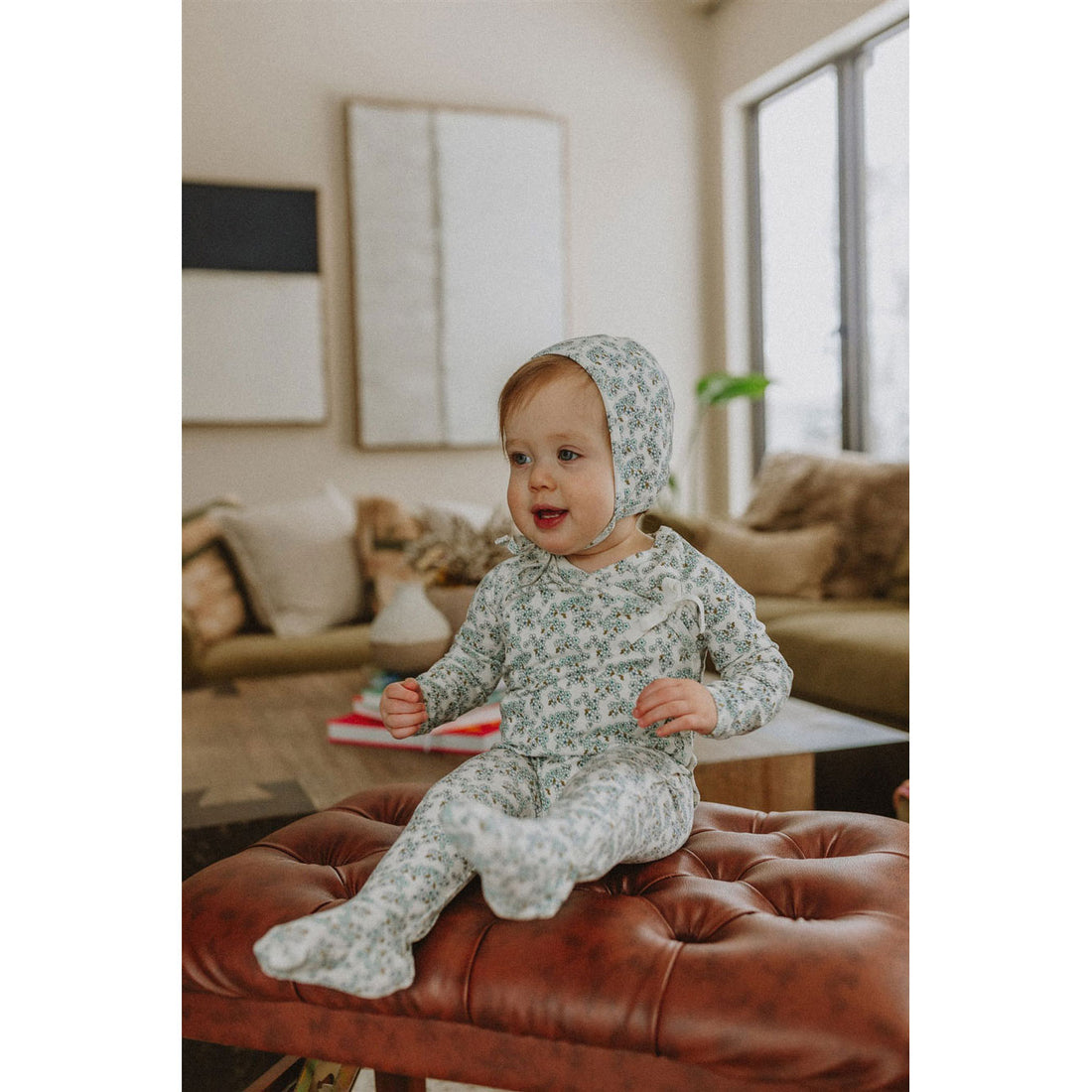 Ladida Layette Slate Cherry Blossom Footie