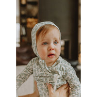 Ladida Layette Slate Cherry Blossom Footie+ Bonnet