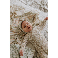 Ladida Layette Peach Cherry Blossom Footie+ Bonnet+ Blanket