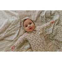Ladida Layette Peach Cherry Blossom Footie+ Bonnet+ Blanket