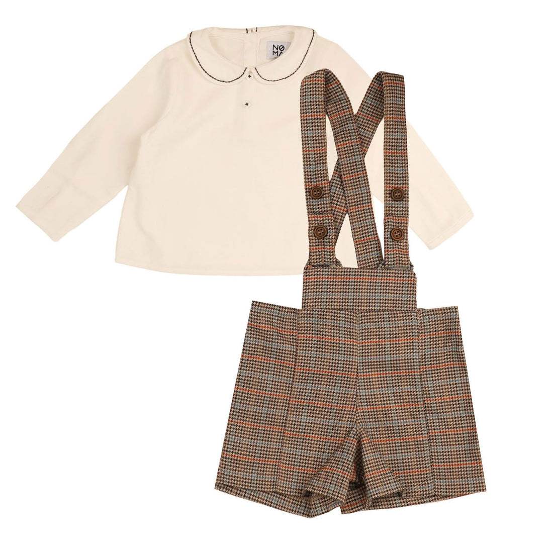 Noma Blue Gingham Suspender Set