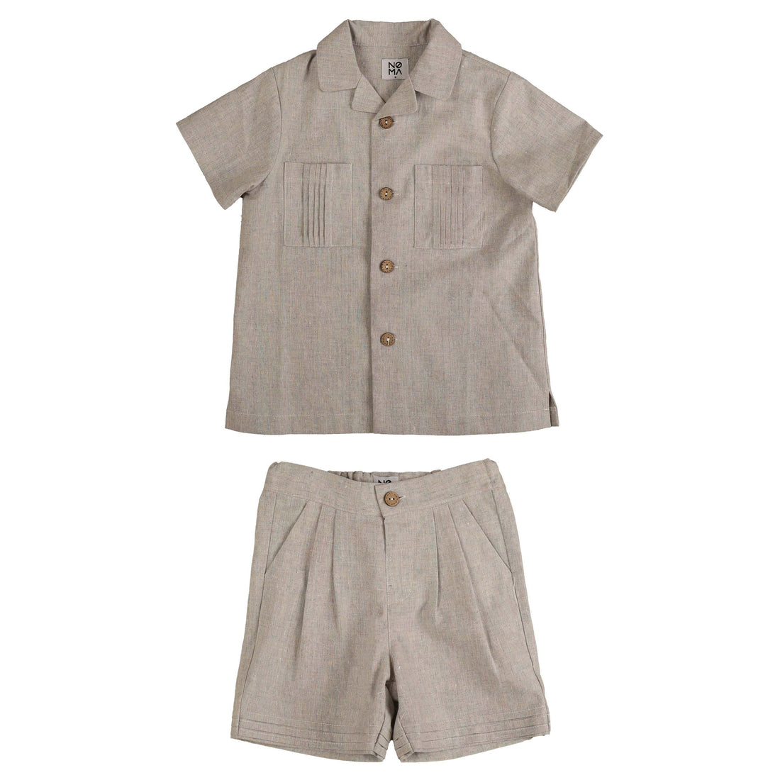 Noma Oatmeal Pleat Detail Shirt Set