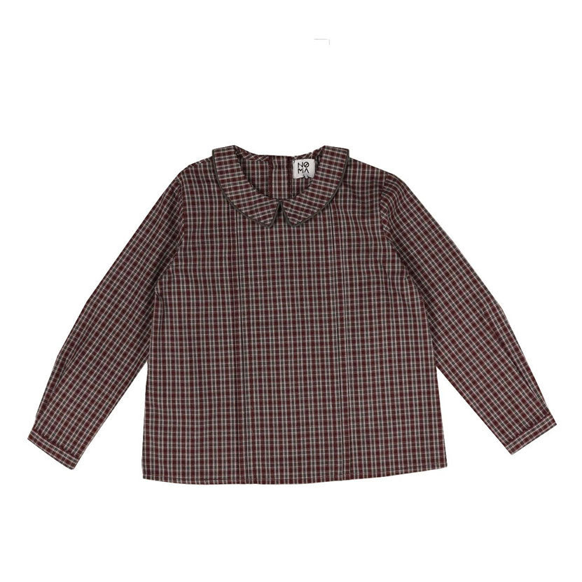 Noma Grey Peter Pan Collared Plaid Shirt