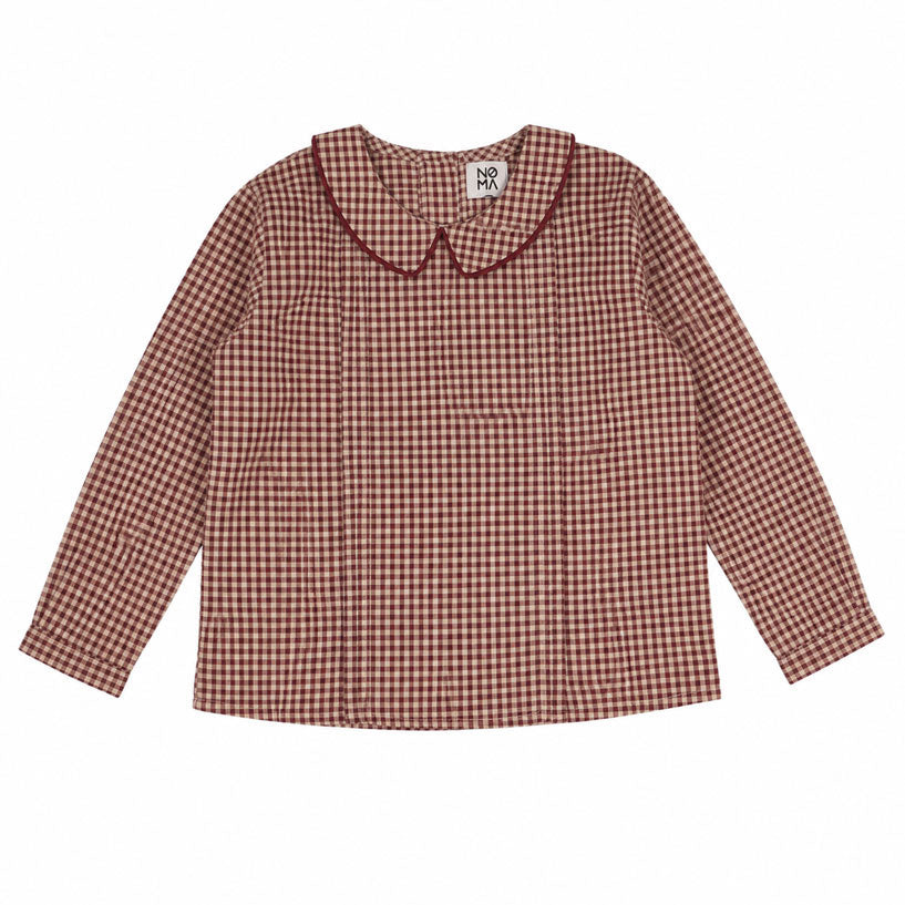 Noma Wine Peter Pan Collared Plaid Shirt