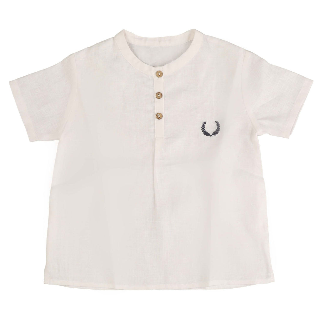 Noma Solid White Embroidered Emblem Shirt