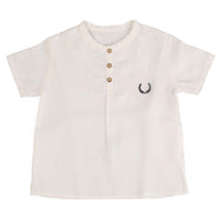Noma Solid White Embroidered Emblem Shirt