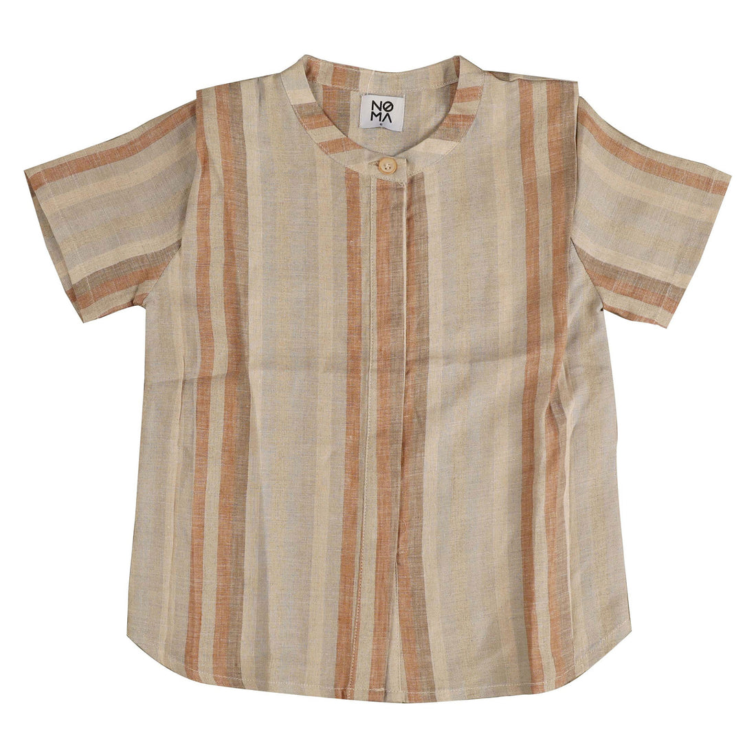 Noma Apricot Wide Shoulder Pleat Striped Shirt