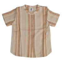 Noma Apricot Wide Shoulder Pleat Striped Shirt