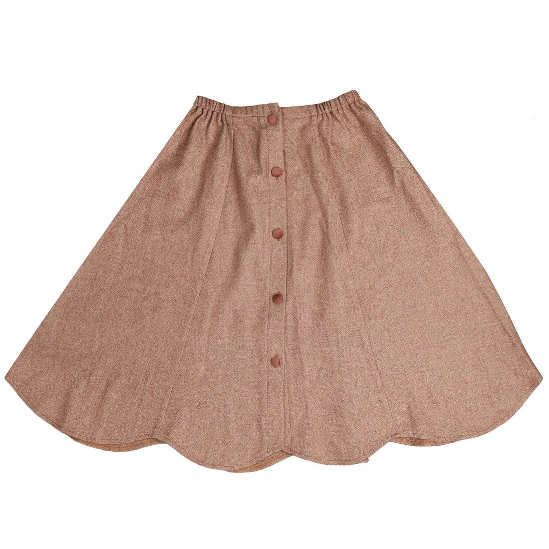 Noma Heathered Taupe Scalloped Hem Skirt