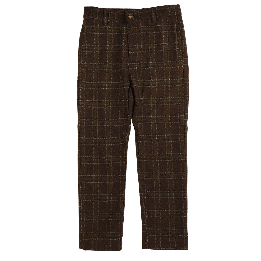 Noma Olive Wool Plaid Slim Trousers