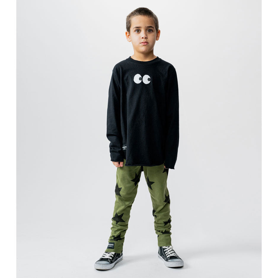 NUNUNU Black Side Eye Rounded Shirt