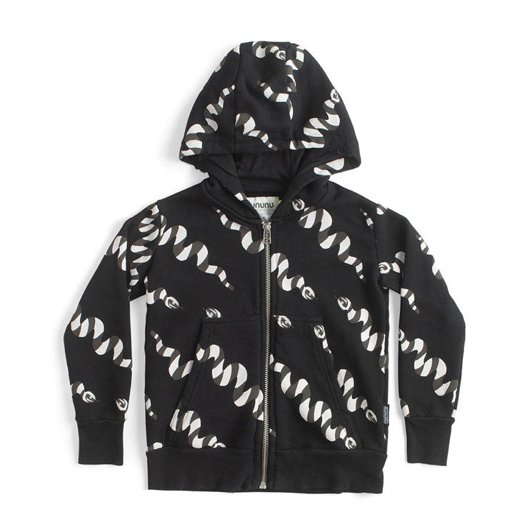 Nununu Black Stripey Snakes Zip Hoodie