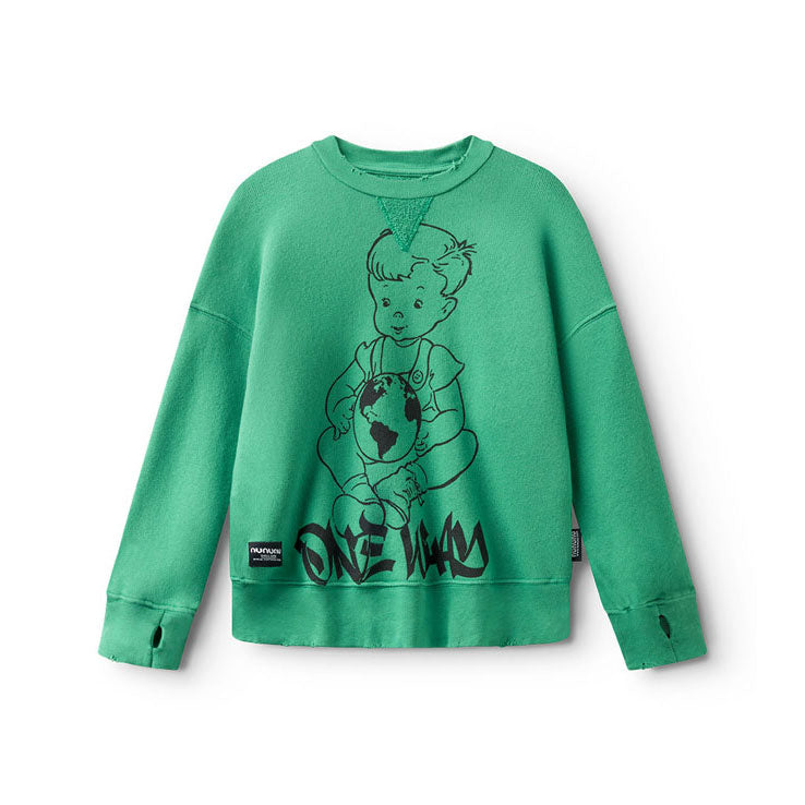 Nununu Moss Green Global Kid Sweatshirt