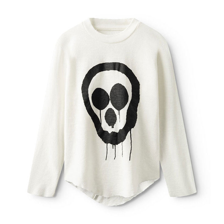 NUNUNU White Droopy Skull Shirt